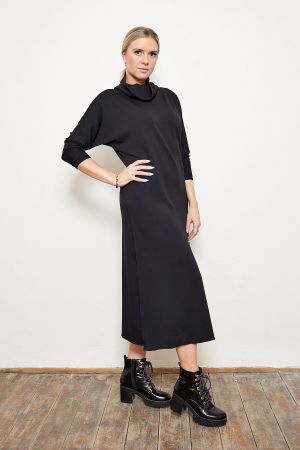 Dámské černé šaty s netopýřími rukávy - Marva de Luxe