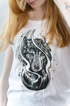 Trendly bavlněné eco tričko vlk
